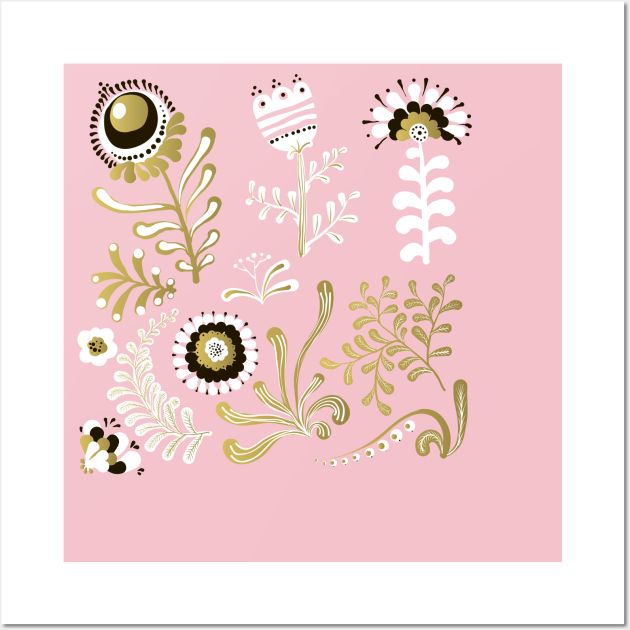 Elegance Seamless pattern with flowers Wall Art by Olga Berlet